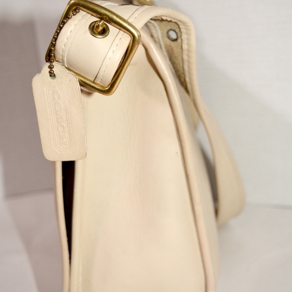 Vintage Y2K Coach Stewardess Bag Beige Leather Messenger Crossbody Purse 9525 - Picture 4 of 11
